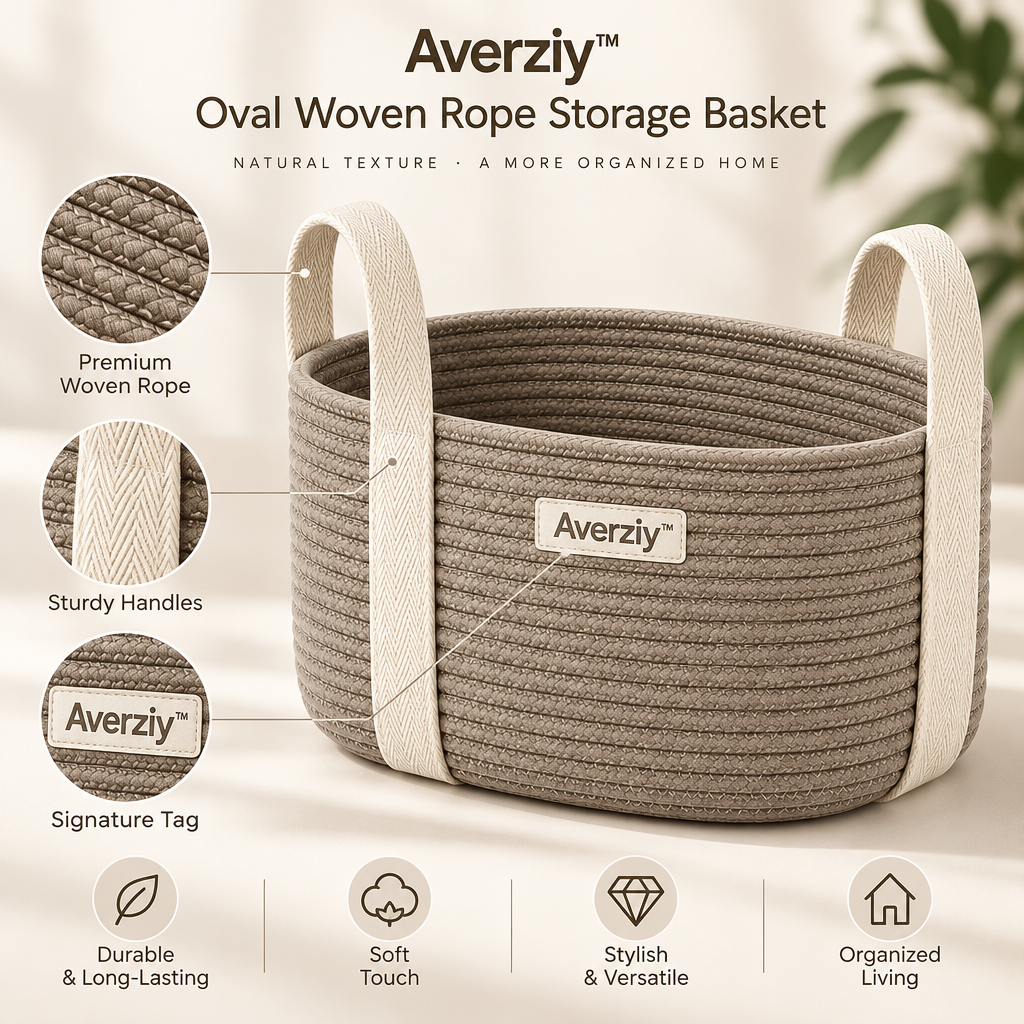 Averziy™ Oval Woven Rope Storage Basket product view 4