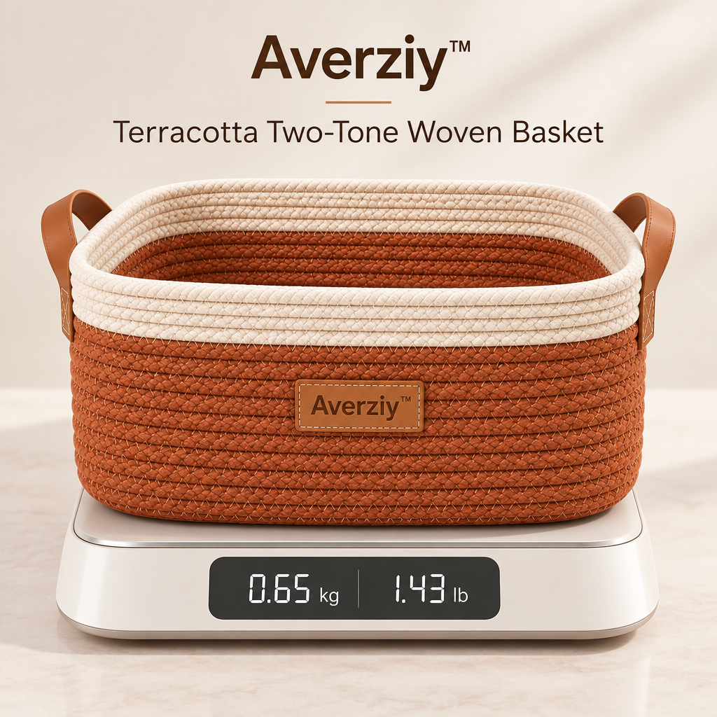 Averziy™ Terracotta Two-Tone Woven Basket product view 1