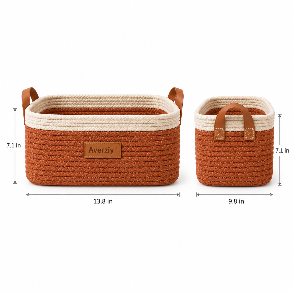 Averziy™ Terracotta Two-Tone Woven Basket product view 3