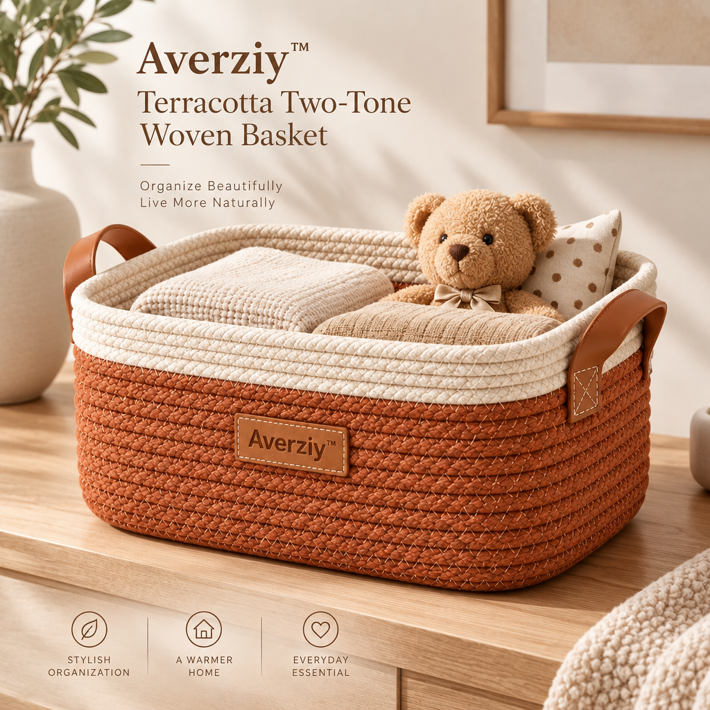 Averziy™ Terracotta Two-Tone Woven Basket product view 5