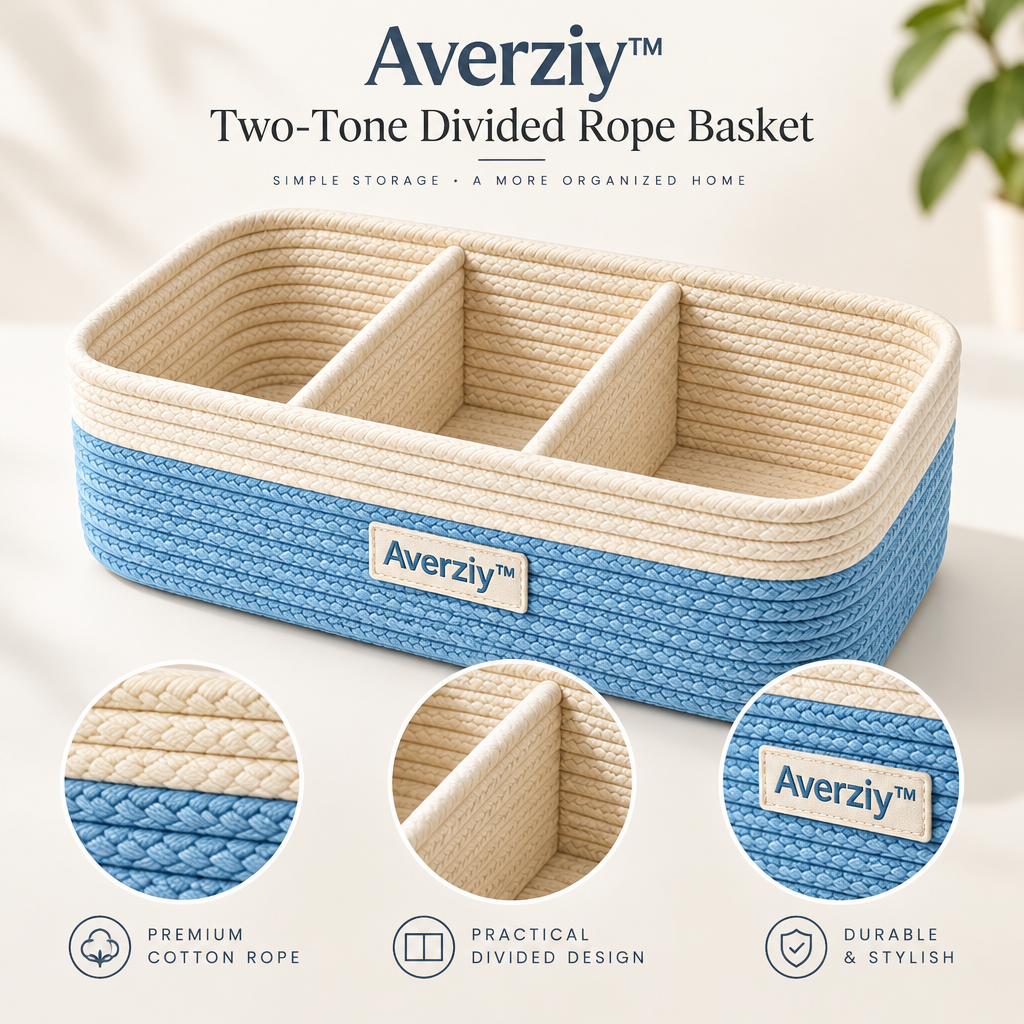 Averziy™ Two-Tone Divided Rope Basket