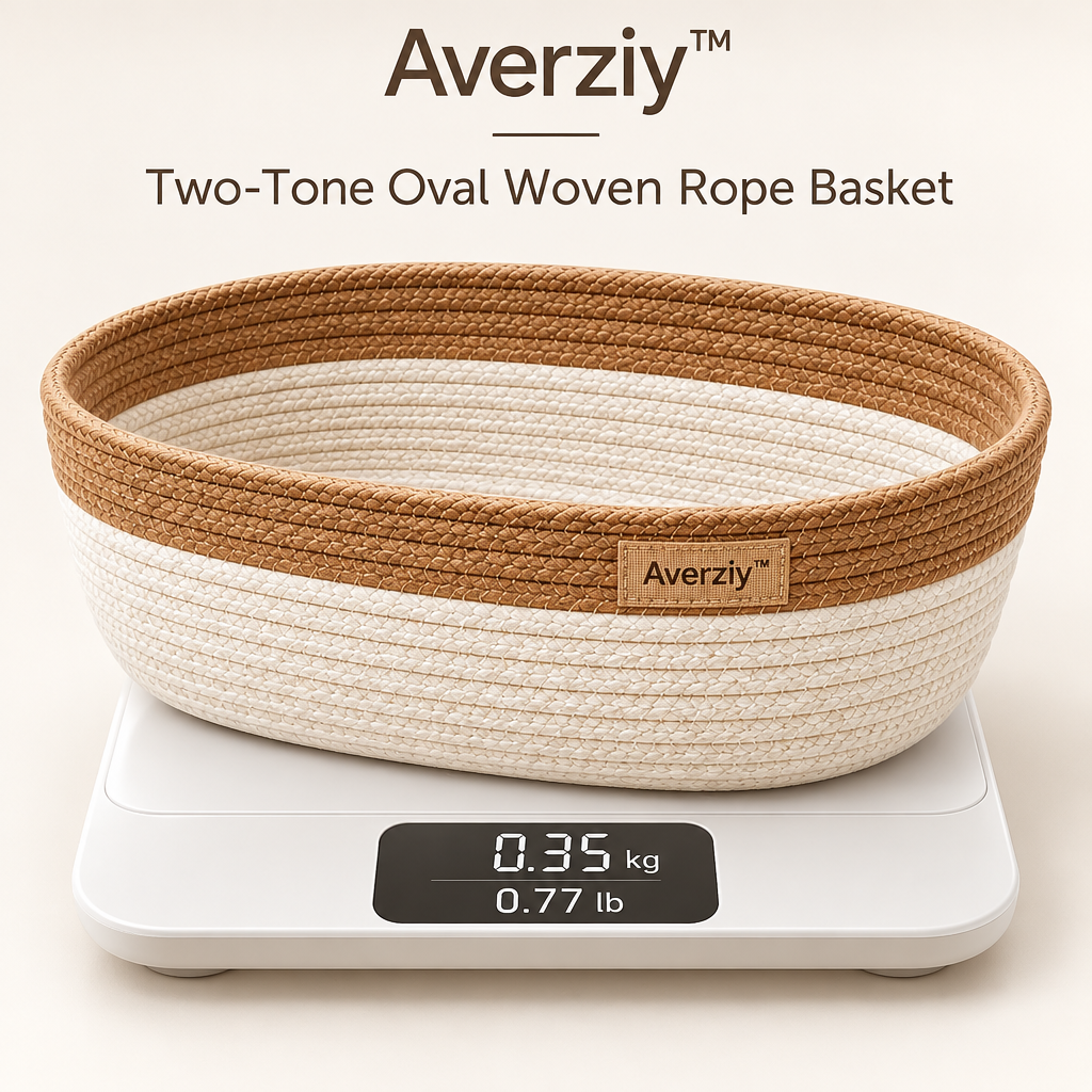 Averziy™ Two-Tone Oval Woven Rope Basket