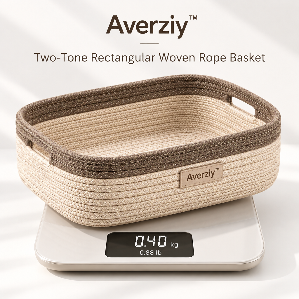 Averziy™ Two-Tone Rectangular Woven Rope Basket