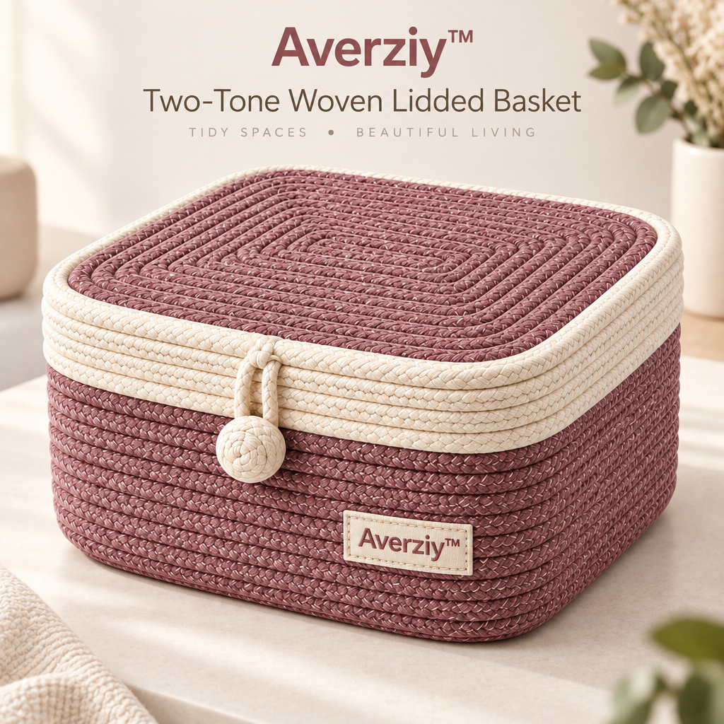 Averziy™ Two-Tone Woven Lidded Basket