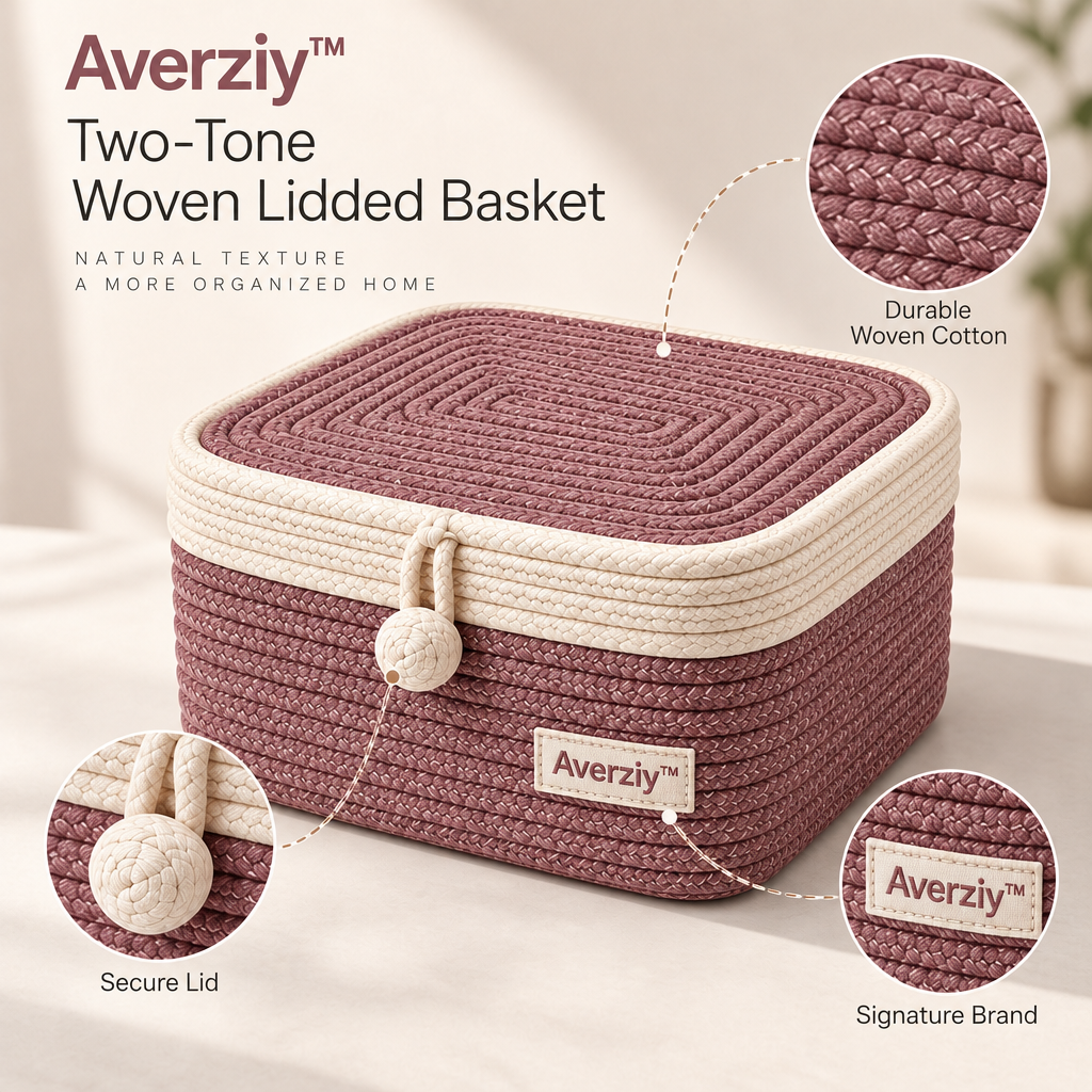 Averziy™ Two-Tone Woven Lidded Basket