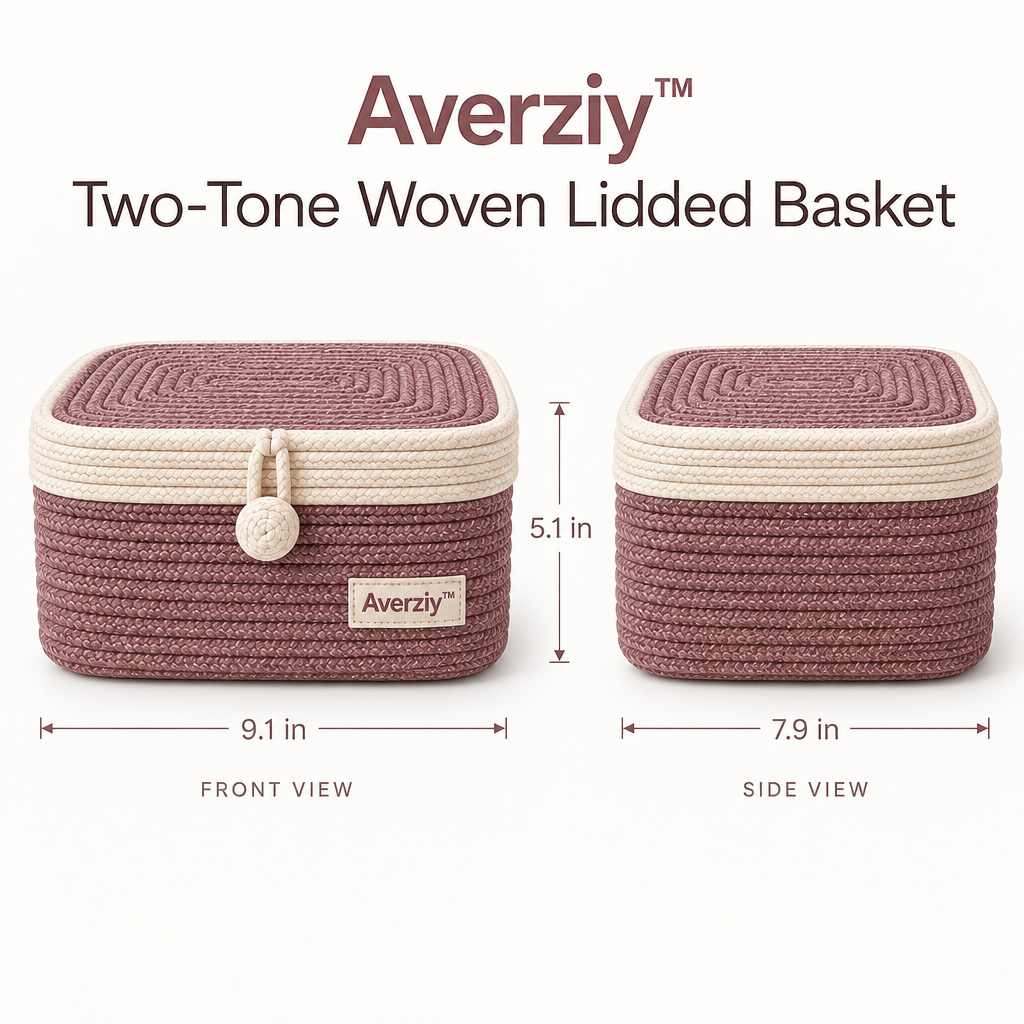 Averziy™ Two-Tone Woven Lidded Basket