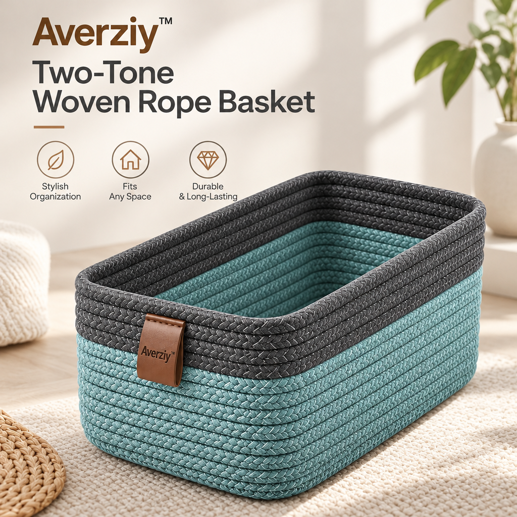 Averziy™ Two-Tone Woven Rope Basket