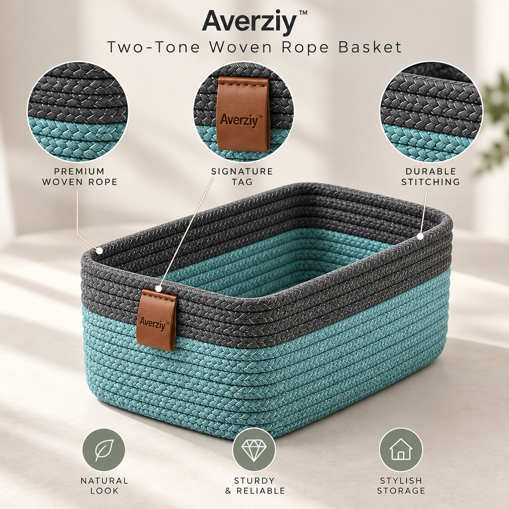 Averziy™ Two-Tone Woven Rope Basket