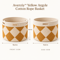 Averziy™ Yellow Argyle Cotton Rope Basket
