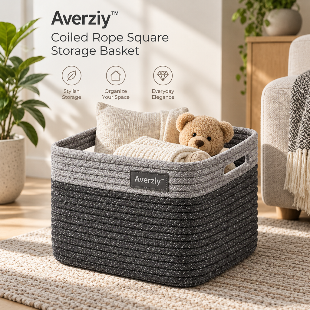 Averziy™ Coiled Rope Square Storage Basket