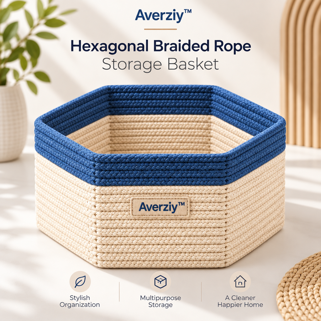 Averziy™ Hexagonal Braided Rope Storage Basket