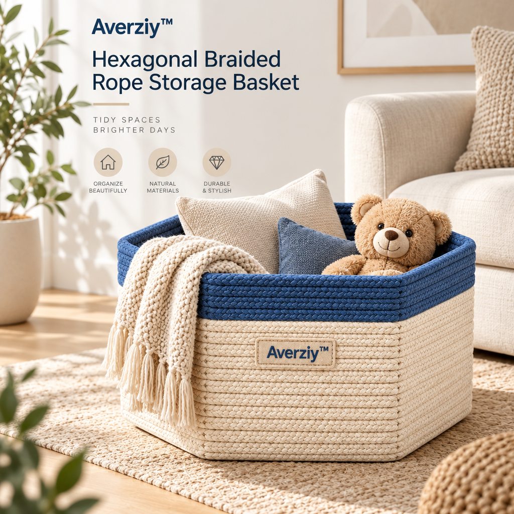 Averziy™ Hexagonal Braided Rope Storage Basket