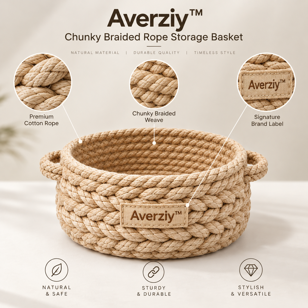 Averziy™ Chunky Braided Rope Storage Basket